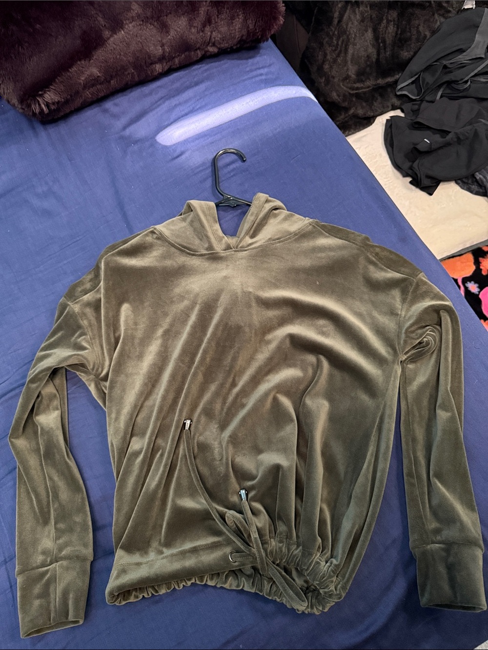Cable & Gauge Olive Velvet Crewneck Sweater